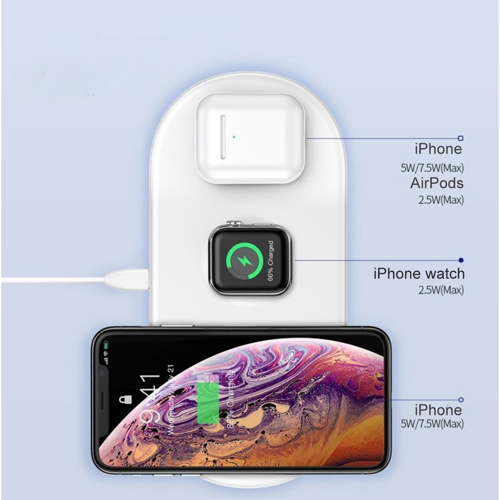 Đế Sạc Không Dây AirPower 2 in 1 / 3 in 1 Sạc Cảm Ứng Wireless Charger Xài Cho iPhone Apple Watch AirPods Samsung Vâng