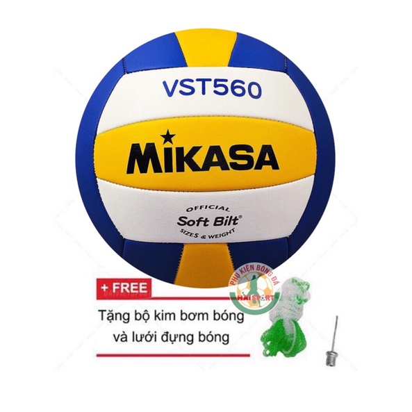 Quả bóng chuyền Mikasa VST560 Tiêu chuẩn thi đấu ( Kèm kim bơm &amp; lưới đựng bóng )