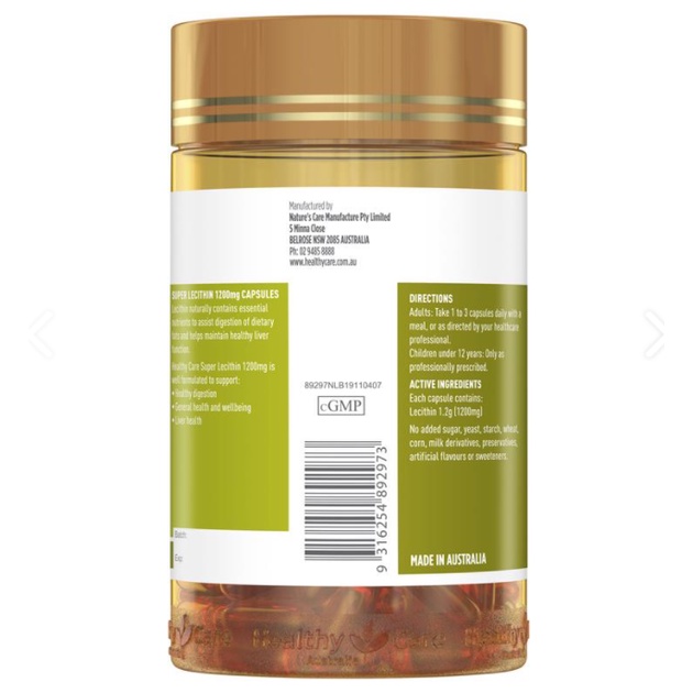 Mầm đậu nành Healthy Care Super Lecithin 1200mg 100 viên beautimax