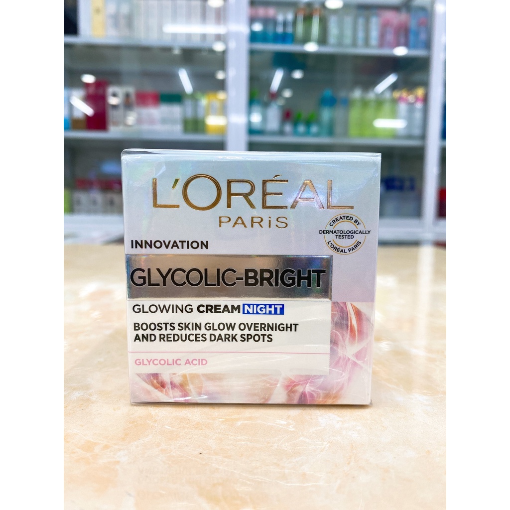 Kem Dưỡng L'Oreal Paris Sáng Mịn Mờ Thâm Nám Glycolic-Bright Glowing 50ml Chính Hãng Công Ty
