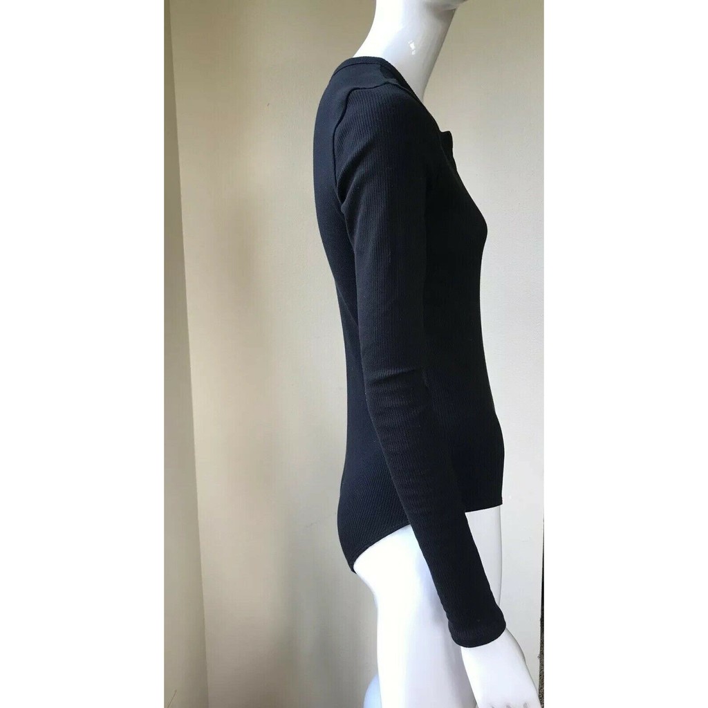 Bodysuit dài tay bấm nút ngực J Crew henley thun gân H3587