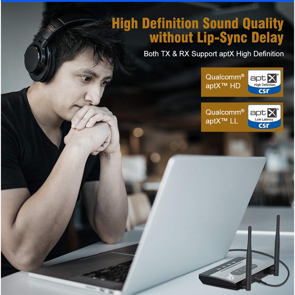 Set 2 Bộ Truyền Nhận Tín Hiệu Âm Thanh Bluetooth 5.0 Aptx LL HD Bypass SPDIF 3.5mm AUX RCA Chuyên Dụng Cho TV Xe Hơi