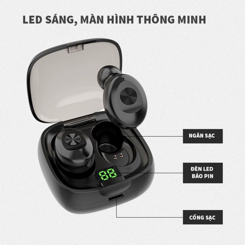 Tai nghe bluetooth 5.0 Hitoor HXG8 TWS màn hình Led hiển thị pin kỹ thuật số thể thao