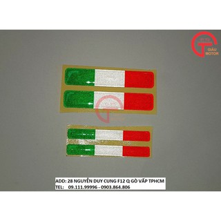 CẶP TEM NỔI PHẢN QUANG CỜ  Ý 3 MÀU SIZE LỚN VÀ NHỎ BẰNG DECAL DẺO