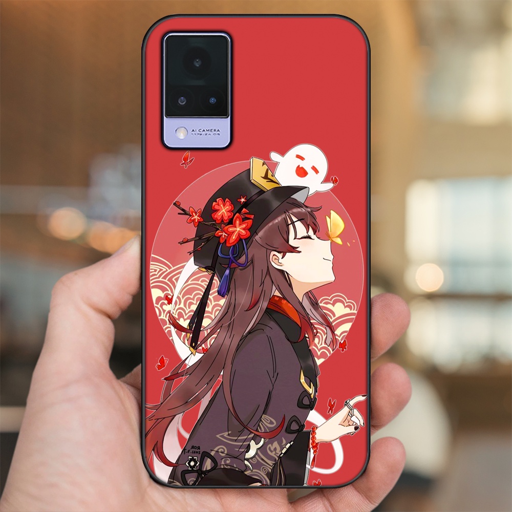 Ốp lưng Vivo V21 viền đen in hình Hutao Genshin Impact