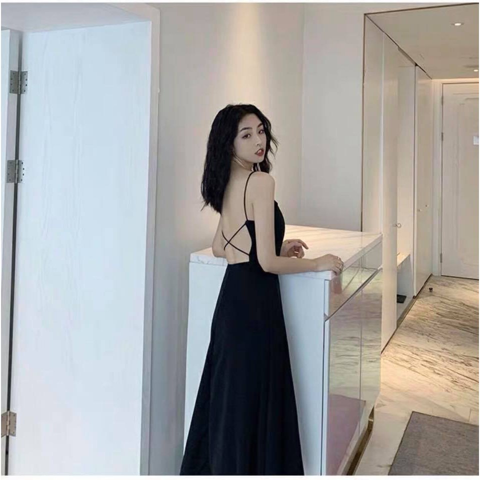 Đầm 2 dây đan chéo lưng quyến rũ,sang trọng