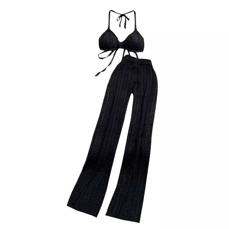 Set len đan đi biển áo bikini + quần dài