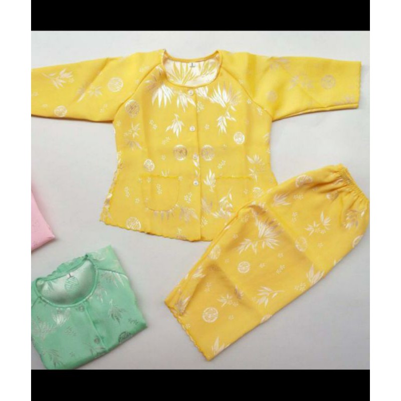 Bà ba vải gấm lá tre cho bé gái