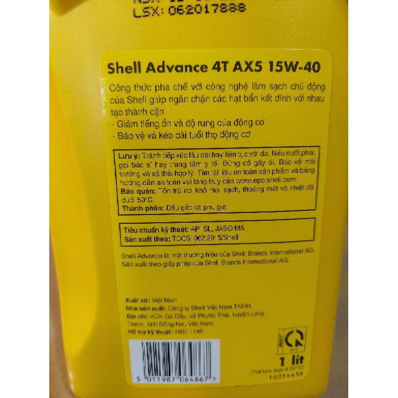 ( Dầu nhớt chính hãng ) Nhớt Shell AX5 dành cho dòng xe số 15W40