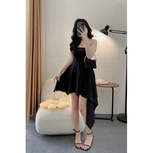 ĐẦM CÚP NGỰC ỐNG TÀ LỆCH CÓ ĐỆM NGỰC ĐẦM HỞ LƯNG Đầm Ống Ngắn Mỏng Dáng Ôm Phong Cách Cổ Điển Kiểu Cách Hợp Thời Trang