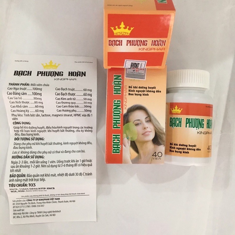 BẠCH PHƯỢNG HOÀN Kingphar - Hộp 40 viên- Viên Uống Hỗ Trợ Điều Hòa Kinh Nguyệt, Phụ Khoa