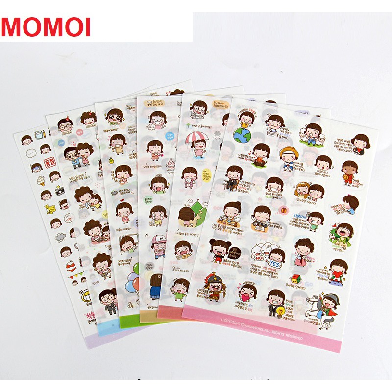 Set 6 tấm sticker mẫu cô bé momoi đáng yêu