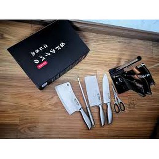 [ComBo] Bộ Dao Kéo Nhật Inox 6 Món Tặng Kèm Khay Đựng Dao .ĐTCA