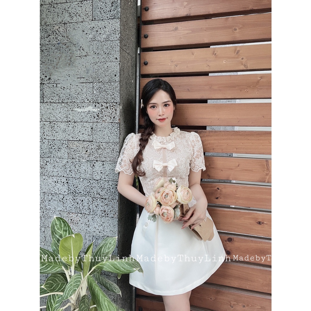 Áo ren nơ Hàn Quốc Made by Thuỳ Linh