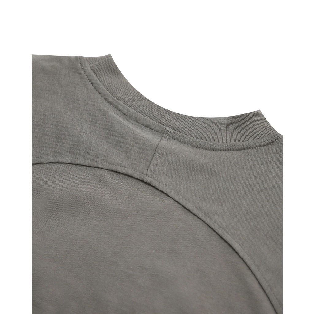 Áo thun màu xám đậm cotton tay ngắn phối 2 tay Dimoir