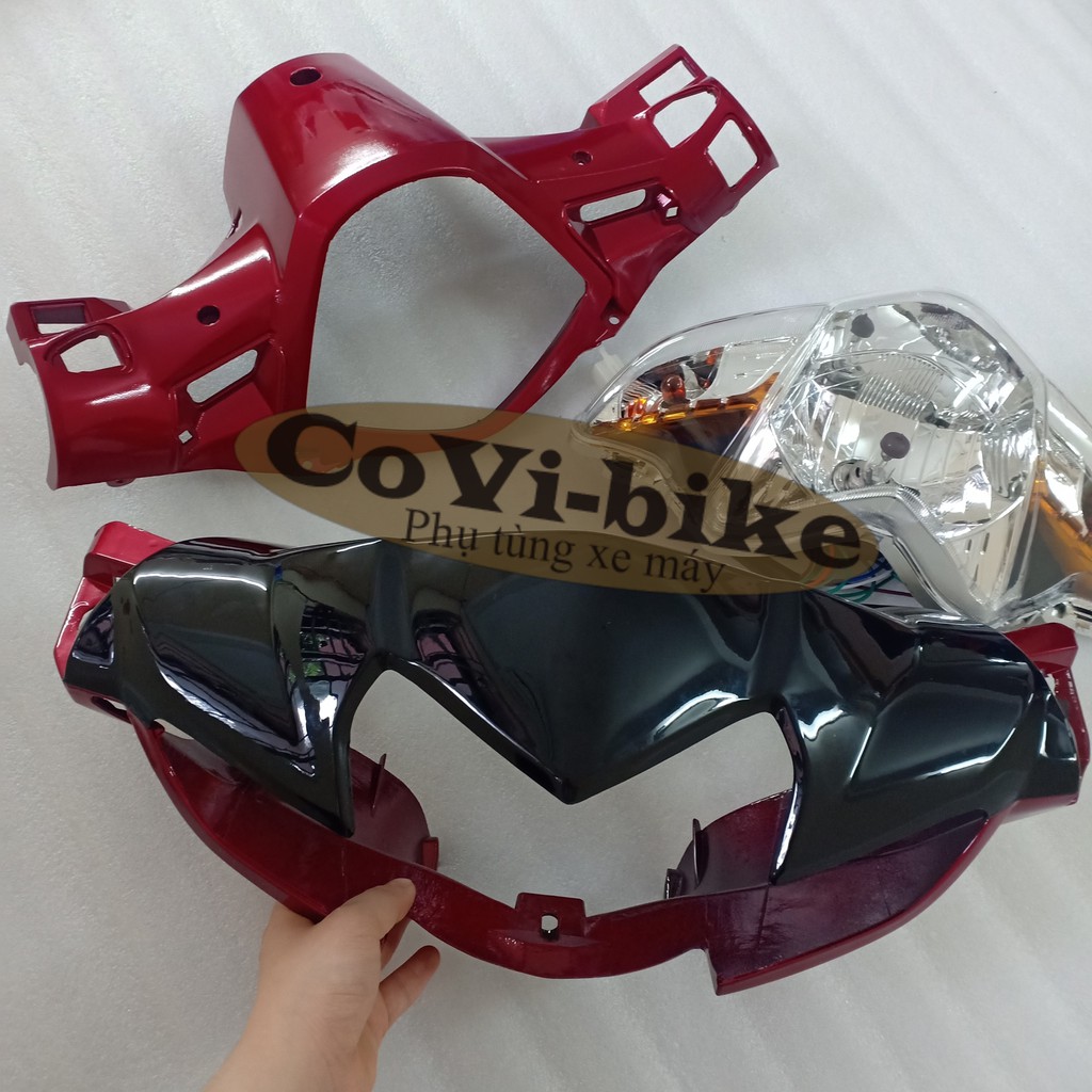 Trọn bộ ốp đầu đèn 4 món cho xe Wave RSX110 đời 2010 đến 2012  kèm pha đèn có bóng siêu sáng