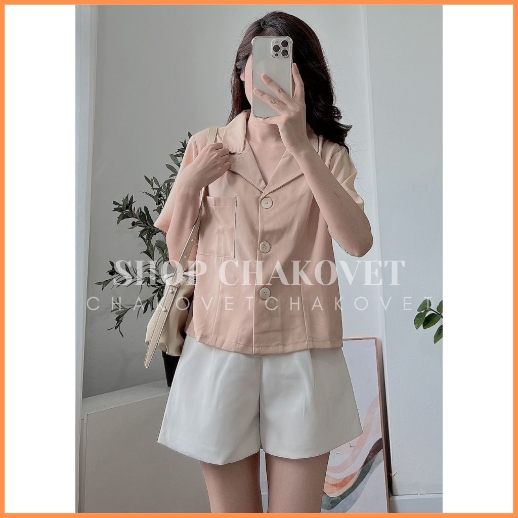 Áo vest blazer nữ ngắn A8312 kiểu áo khoác blazer nữ cộc tay 1 lớp công sở cao cấp hàn quốc trẻ trung cá tính - CHAKOVET