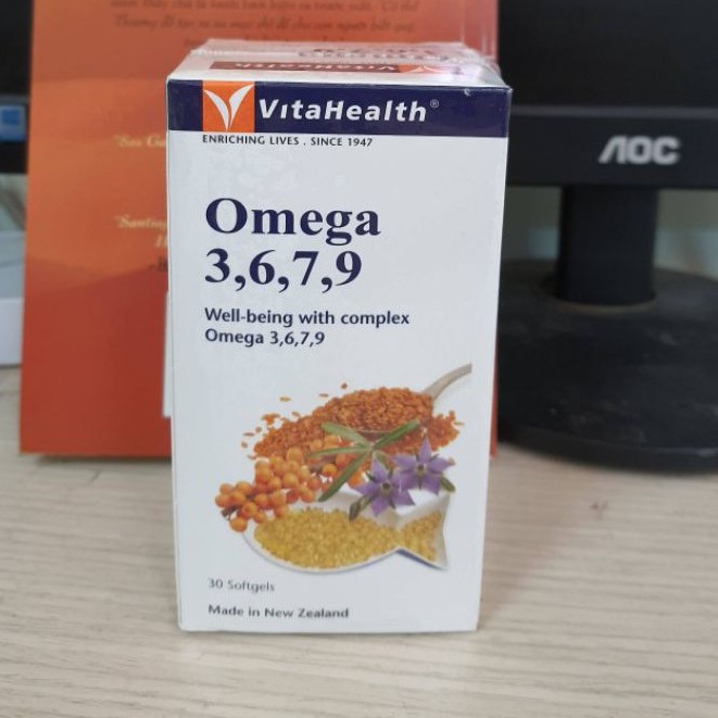 Viên Uống Giảm Cholesterol và Triglycerid Trong Máu Và Giảm Xơ Vữa Động VitaHealth Omega 3,6,7,9 Hộp 30 viên)