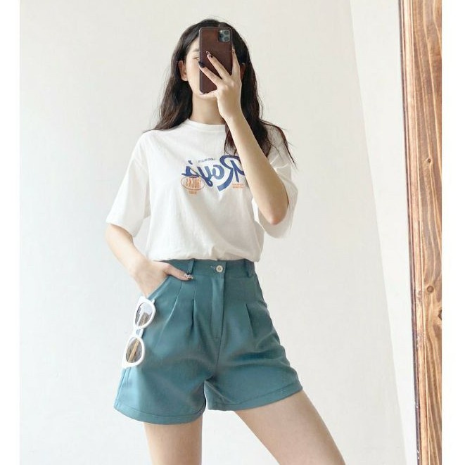 Quần Short Nữ Gập Gấu Quần Sooc Nữ ống Rộng Trẻ Trung Mã 704
