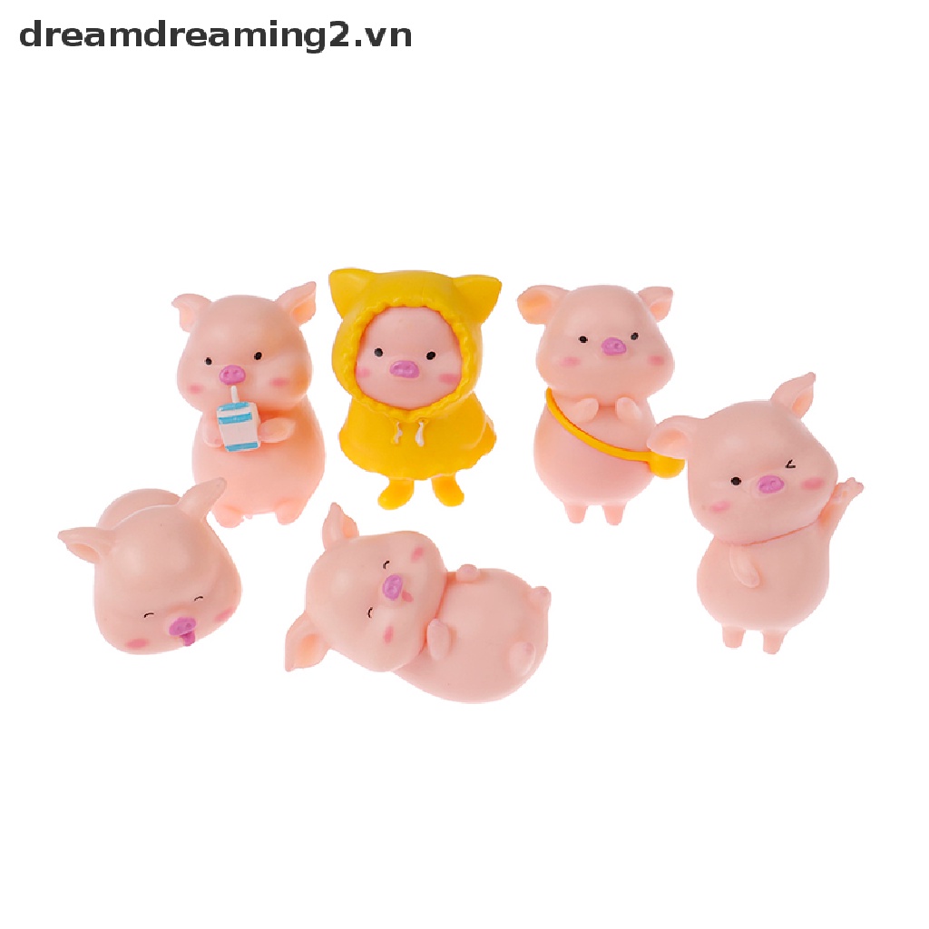 Bộ 6 Mô Hình Chú Heo Nhỏ Dễ Thương Dùng Trang Trí