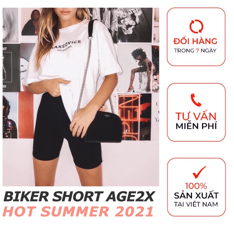 Quần biker short AGE2X Us Uk style, Chính hãng, 2 túi nằm sát 2 bên hông rộng rãi tiện lợi, co giãn, thấm hút tốt