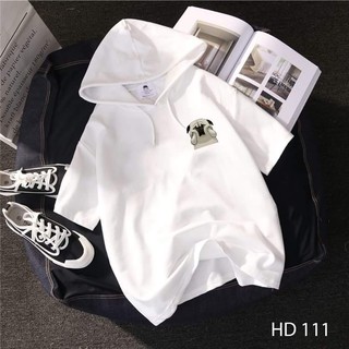 Áo thun HOODIE UNISEX TAY LỠ CÓ NÓN logo chó mặt xệ