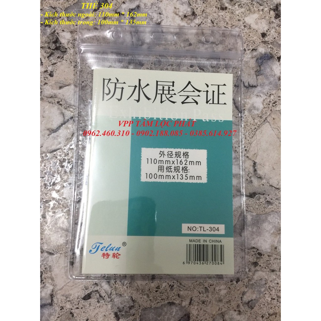 SỈ 100 BAO THẺ TÊN 304  chống thấm nước, KT 110*162mm - Thẻ đeo nhân viên