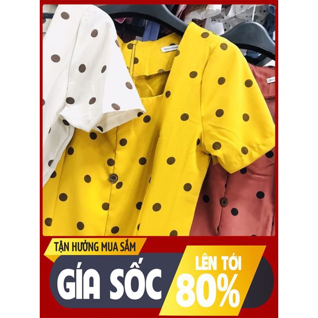 [ Sale 50% ] Váy chấm bi cổ vuông( video) thời trang ivy