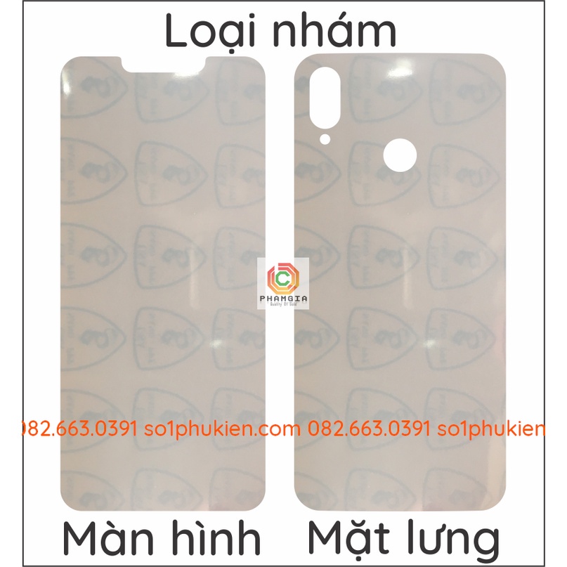 Dán PPF Huawei Nova 3i loại trong, nhám, vân da cá sấu dành cho màn hình, mặt lưng, full body lưng viền