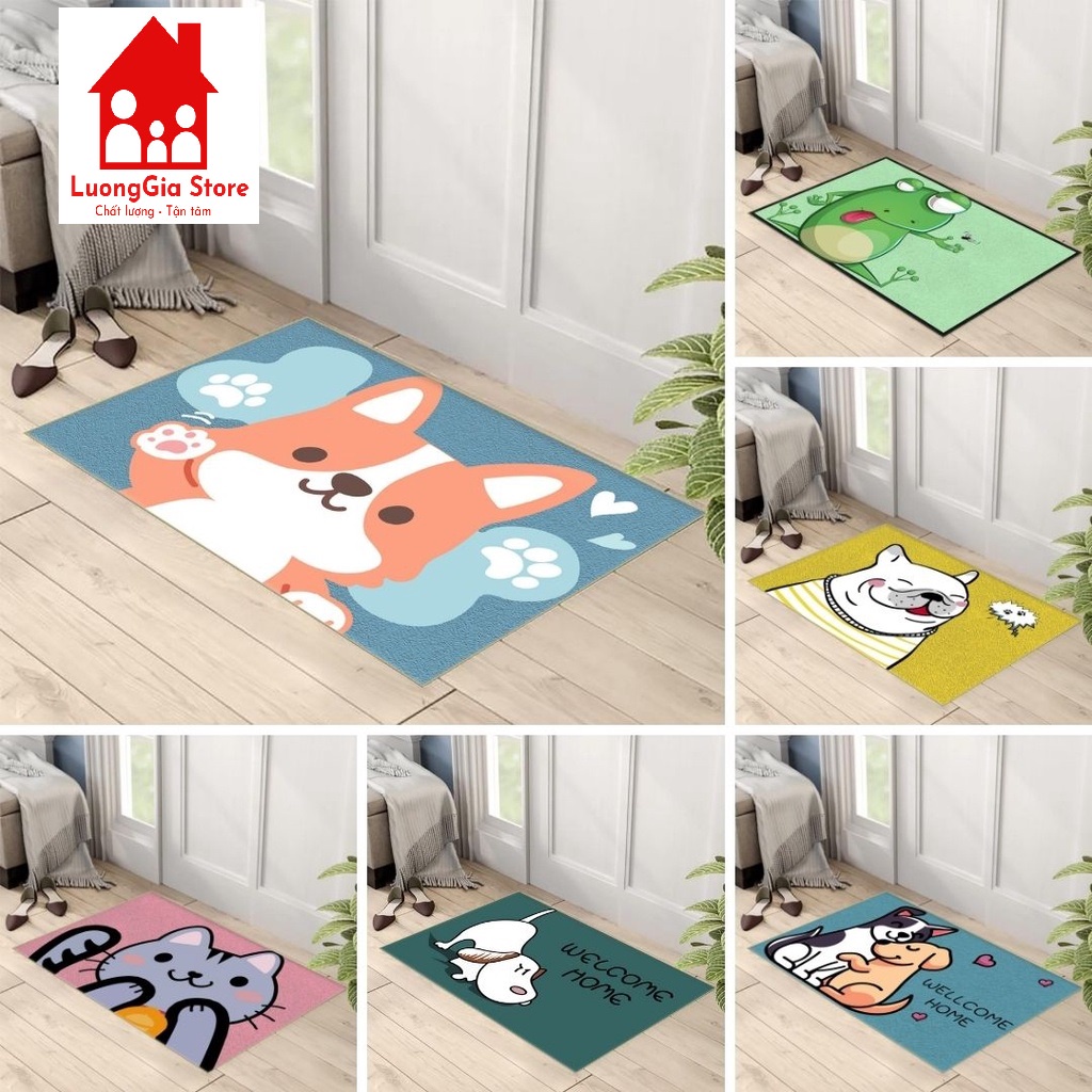 Thảm lau chân siêu thấm hút nhà tắm, nhà bếp Silicon cao cấp hình thú ngộ nghĩnh