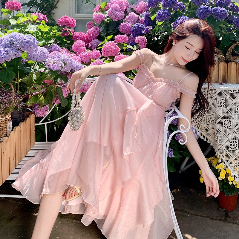 Váy đi biển nữ LUHAZO đi chơi di biên sang chảnh maxi dự tiệc tiểu thư kiểu Hàn Quốc LUHA02 9045 DK10T201