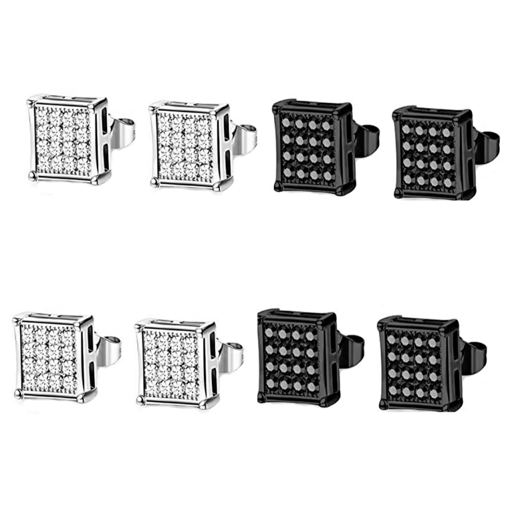 ( 1 chiếc ) Khuyên vuông đính full zircon