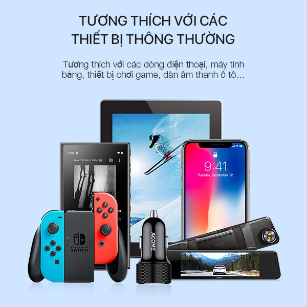 Tẩu Sạc Ô Tô Cốc Sạc Xe Hơi VIVAN ACC03 2 Cổng USB Sạc Nhanh 2.4A Hiển Thị Đèn LED