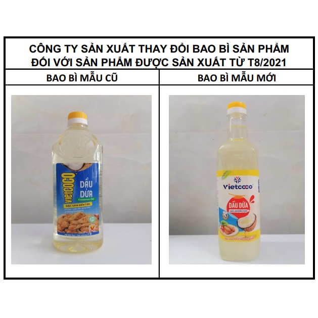 [CHAI 1 LÍT] DẦU DỪA NGUYÊN CHẤT [VN] VIETCOCO Coconut Oil (halal) (bph-hk)