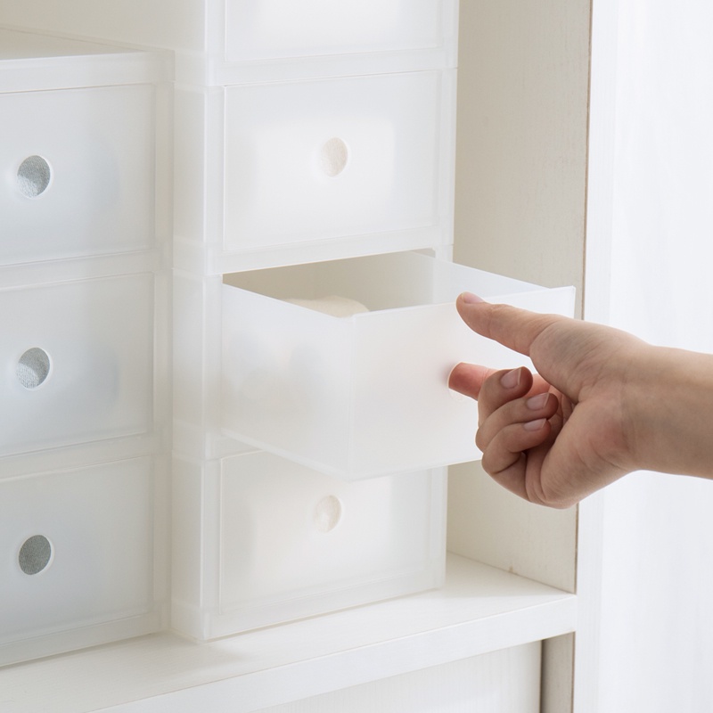 Kệ Nhựa Đựng Mỹ Phẩm Đồ Trang Điểm 2 Tầng Có Hộp Ngăn Kéo Tiện Lợi NaChuan