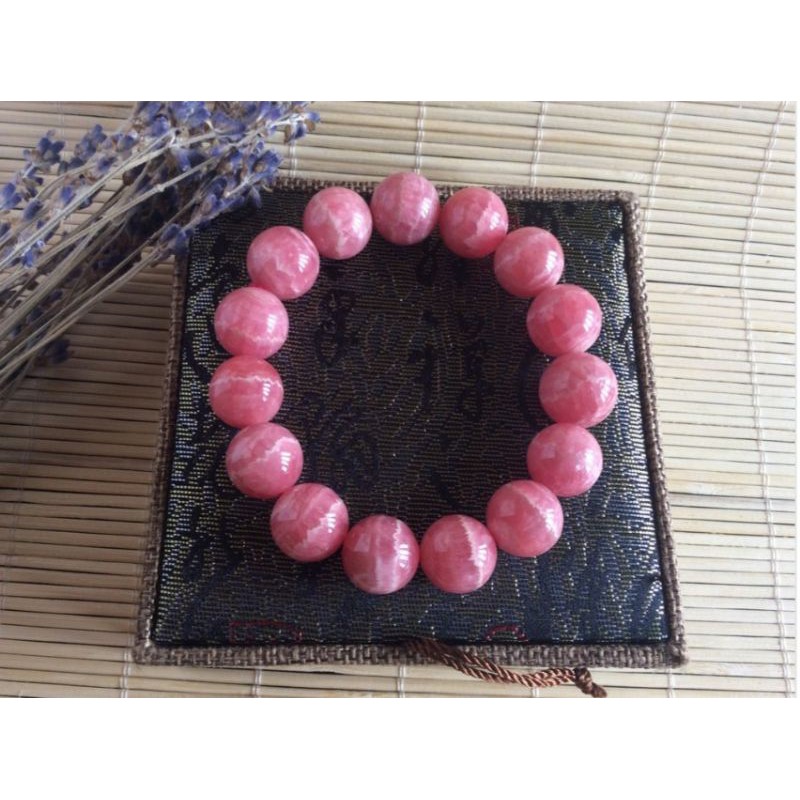 Vòng đá đào hoa tự nhiên - Rhodochrosite 12li