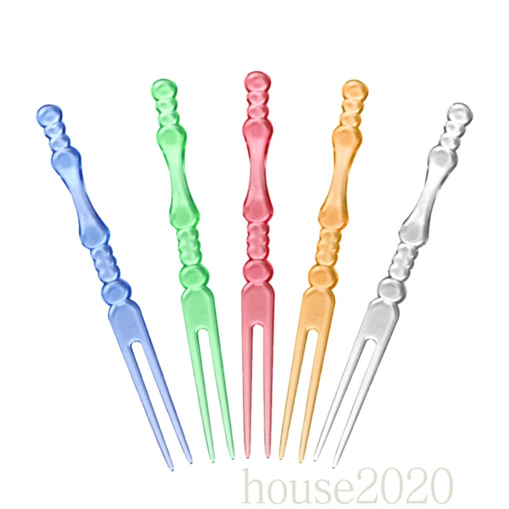 Set 80 Nĩa Nhựa 2 Răng Nhiều Màu Sắc Dùng Ăn Trái Cây / Salad / Snack Tiện Dụng 2020