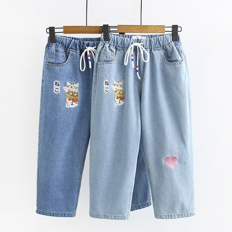 Quần Jean Baggy Nữ Họa Tiết Xinh 719
