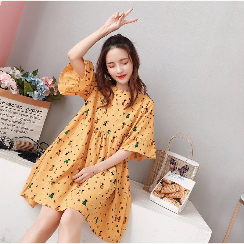 Set Áo Thun + Chân Váy Chữ A Cho Bà Bầu 95% Cotton