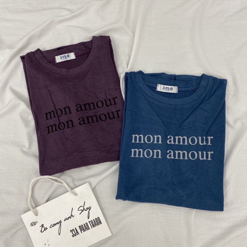 Áo Thun Mon Amour AH74 Mác 3158 Form To Rộng Unisex Hàng Quảng Châu Loại 1