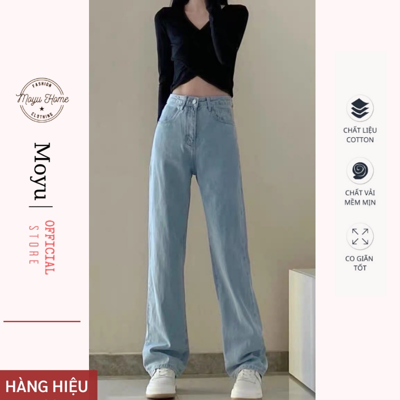 Quần jean ống rộng nữ cạp cao  quần jeans ống rộng lưng cao, vải bò dày đẹp dáng suông hottrend 2022