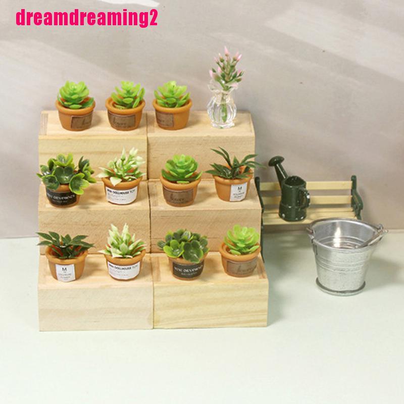 4 Chậu Cây Mini Màu Xanh Lá Cây Trang Trí Nhà Cửa