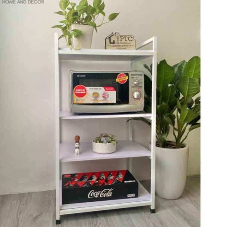 ✨FREESHIP✨ Kệ Lò Vi Sóng 4 Tầng, Kệ Đa Năng Nhà Bếp Gỗ Chất Lượng Cao Chịu Tải Tốt Khung Sắt Sơn Tĩnh Điện