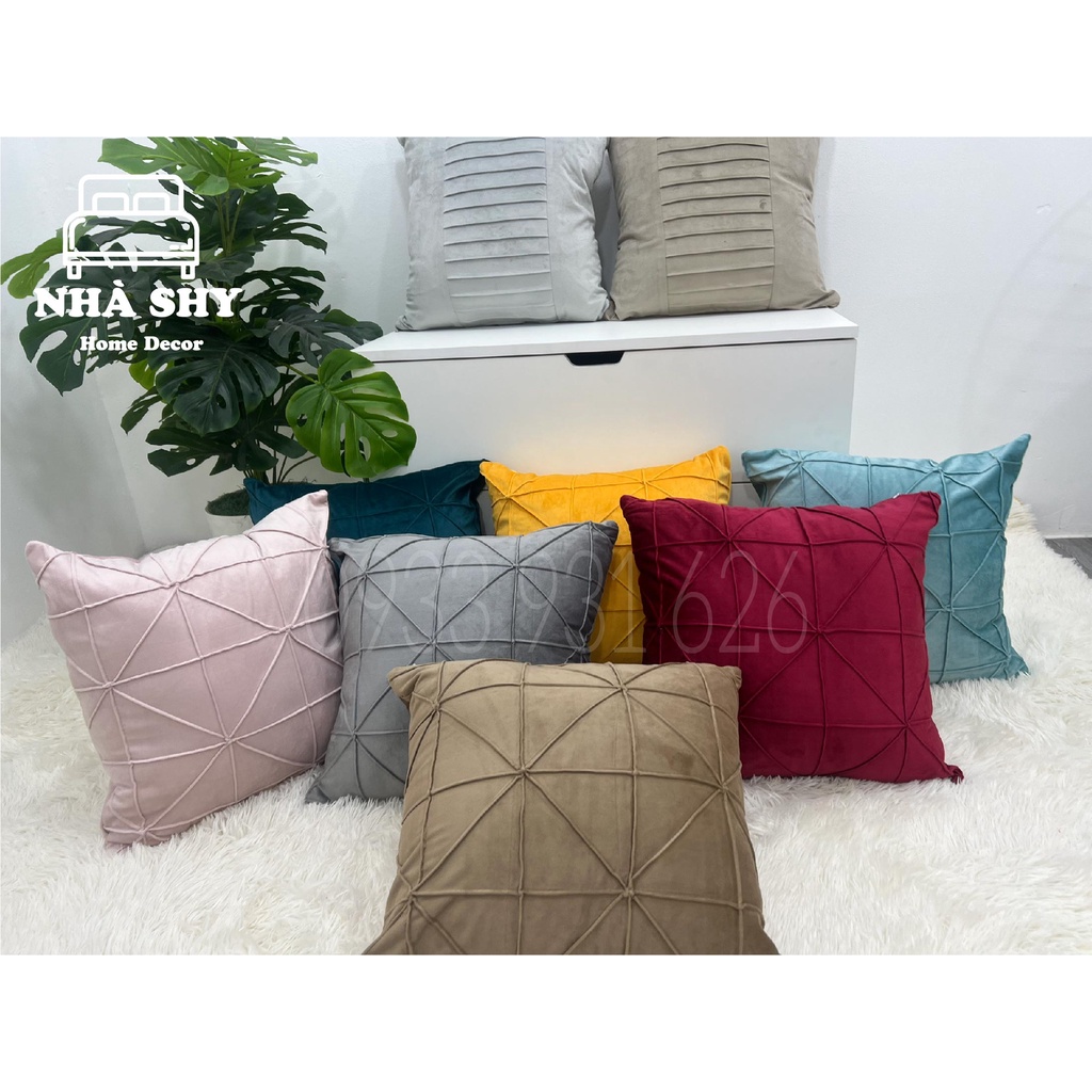 GỐI TỰA SOFA NỈ NHUNG HỌA TIẾT ZICZAC SIZE 45X45CM