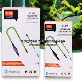 Bóp tay thay nước c300 c600 qanvee - hút nước vệ sinh hồ cá thủy sinh tiện lợi