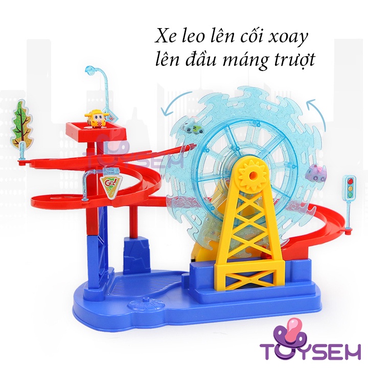 Xe leo vòng đu trượt máng siêu tốc Toysem có đèn led và nhạc cho bé từ 3 tuổi - Đồ chơi trẻ em, quà tặng sinh nhật