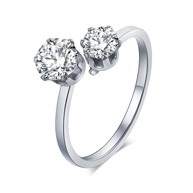 Nhẫn Đính Hôn Thép Không Gỉ 316L Đính Đá Zircon 2022 Phong Cách Phổ Biến Dành Cho Nam Nữ