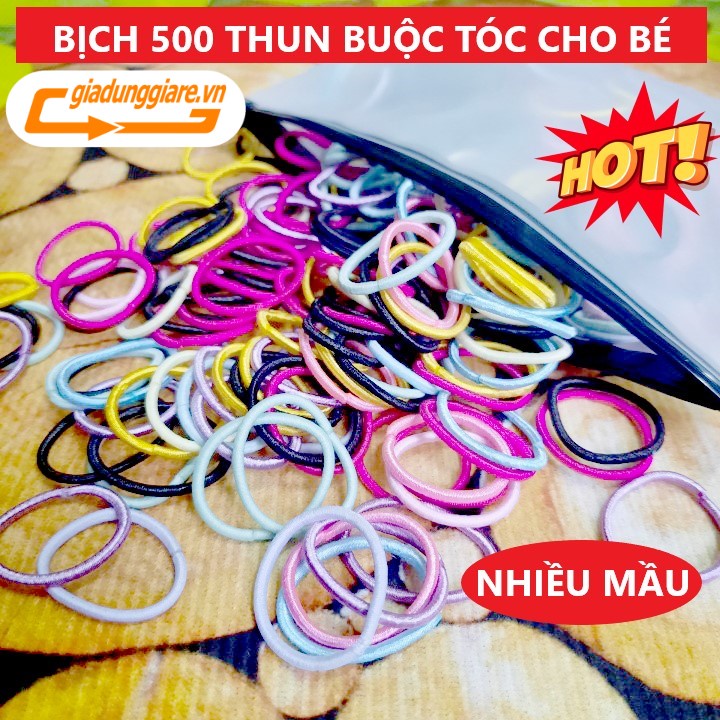 Túi 500 dây thun vải cột tóc cho bé dây chun buộc tóc kiểu Hàn Quốc nhiều mầu sắc không rối tóc co dãn tốt