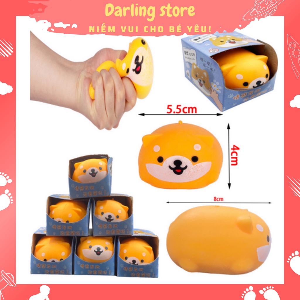 Đồ chơi squishy mô hình con Chó Siba bóp mềm stress, con chó Siba silicon bóp tay giảm stress hiệu quả