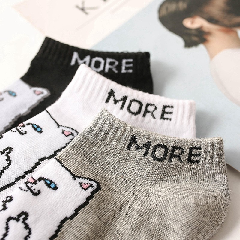 Vớ Cotton Cổ Thấp In Họa Tiết Chú Mèo Dễ Thương Thời Trang Mùa Hè 2019 Cho Nữ